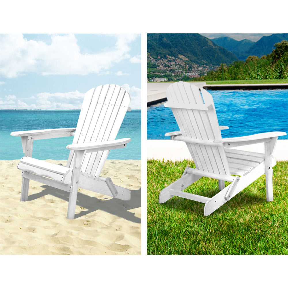 3 Piece Outdoor Adirondack Beach Chair and Table Set - White - image11