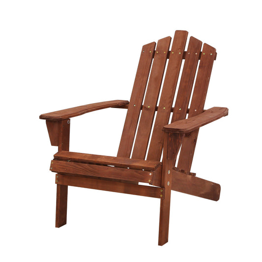 Outdoor Sun Lounge Beach Chairs Table Setting Wooden Adirondack Patio Brown Chair - image1