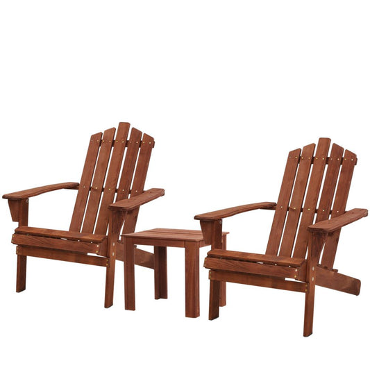 Outdoor Sun Lounge Beach Chairs Table Setting Wooden Adirondack Patio Chair Brwon - image1