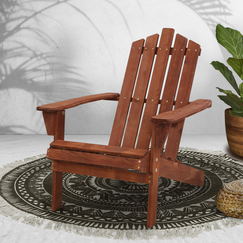 Outdoor Sun Lounge Beach Chairs Table Setting Wooden Adirondack Patio Brown Chair - image7