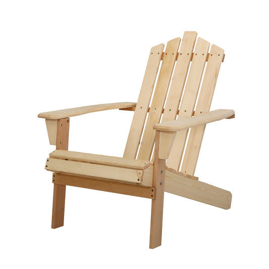 Outdoor Sun Lounge Beach Chairs Table Setting Wooden Adirondack Patio Chair Light Wood Tone - image1