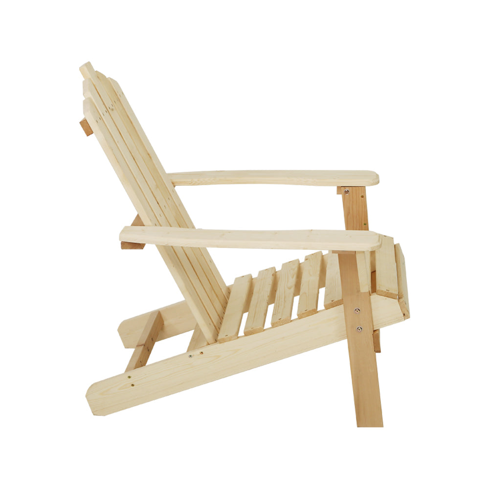 Outdoor Sun Lounge Beach Chairs Table Setting Wooden Adirondack Patio Chair Light Wood Tone - image3