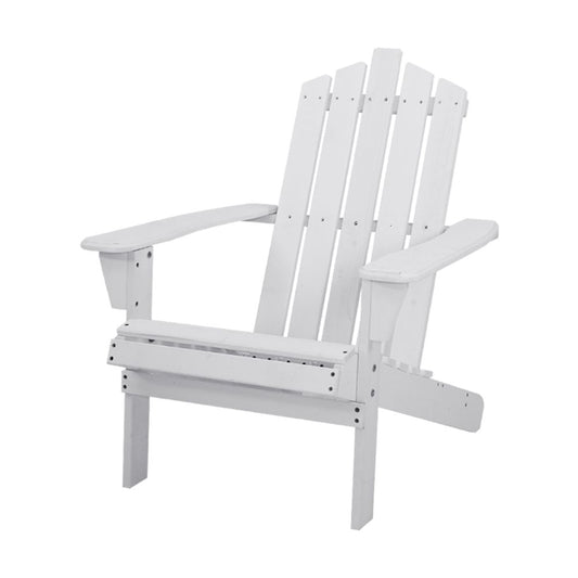Outdoor Sun Lounge Beach Chairs Table Setting Wooden Adirondack Patio - White - image1