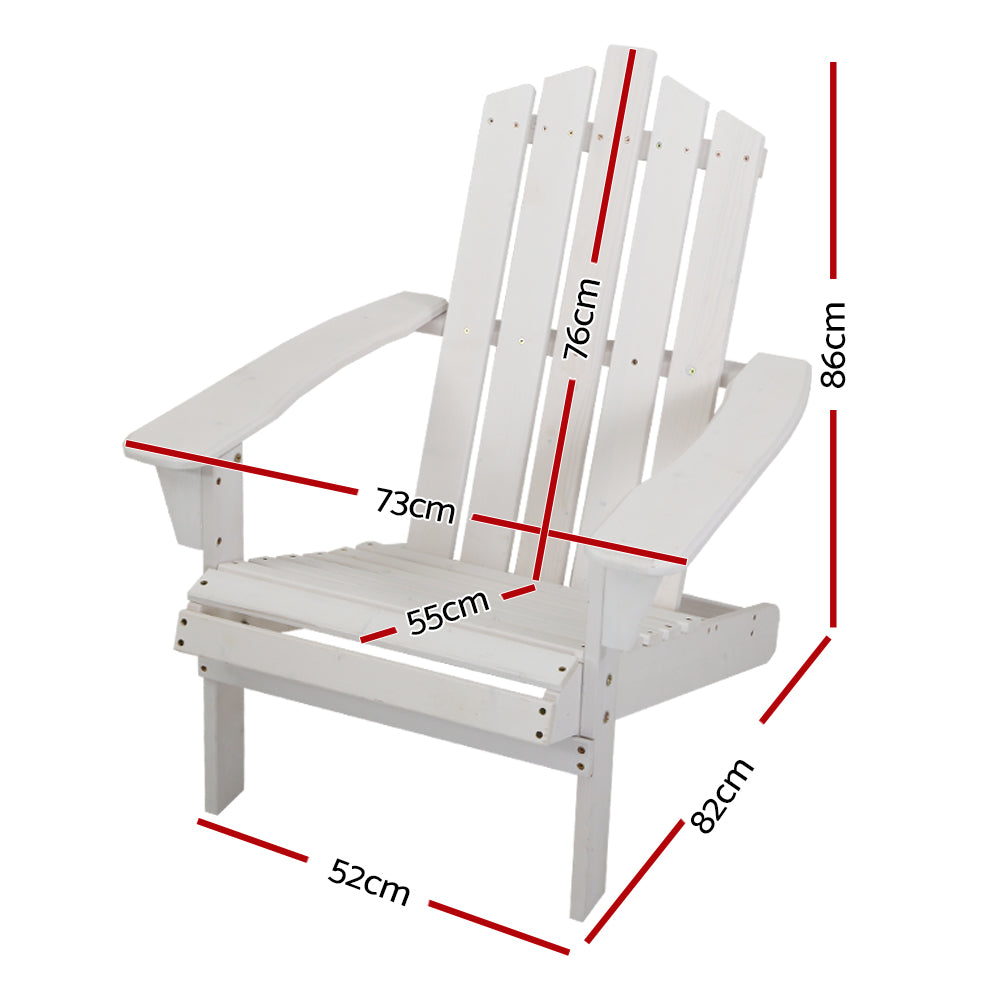 Outdoor Sun Lounge Beach Chairs Table Setting Wooden Adirondack Patio - White - image2