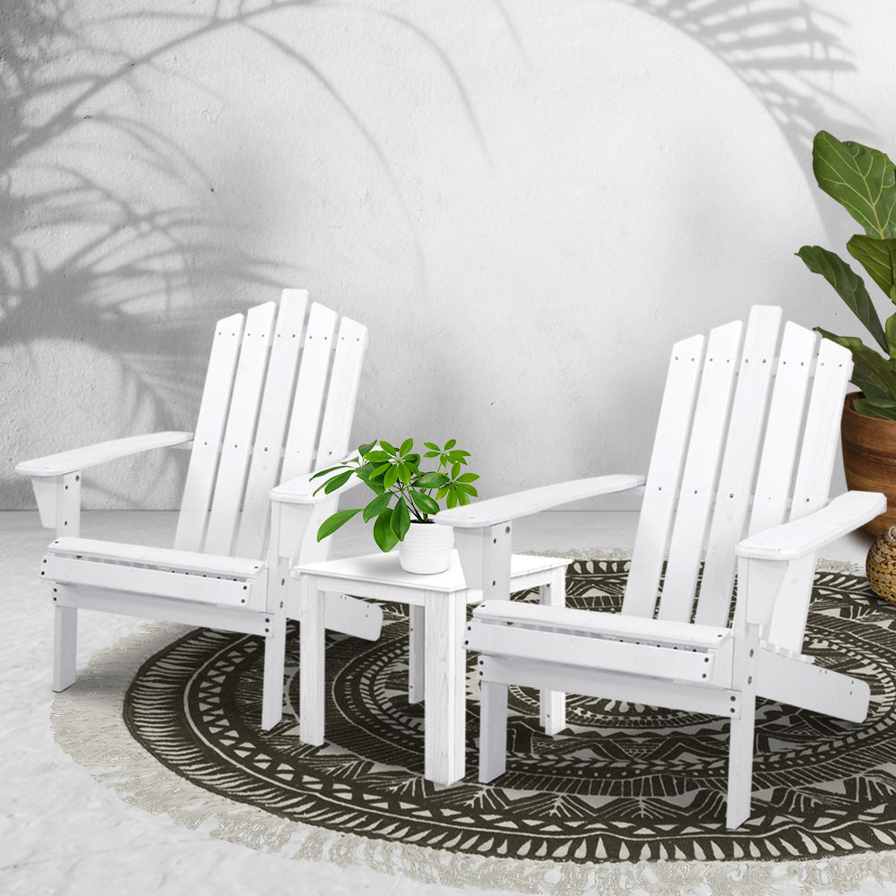 Outdoor Sun Lounge Beach Chairs Table Setting Wooden Adirondack Patio Chair White - image8