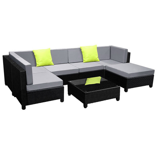 7PC Sofa Set Outdoor Furniture Lounge Setting Wicker Couches Garden Patio Pool - image1