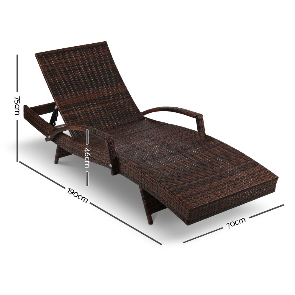 Set of 2 Sun Lounge Outdoor Furniture Day Bed Rattan Wicker Lounger Patio - image2