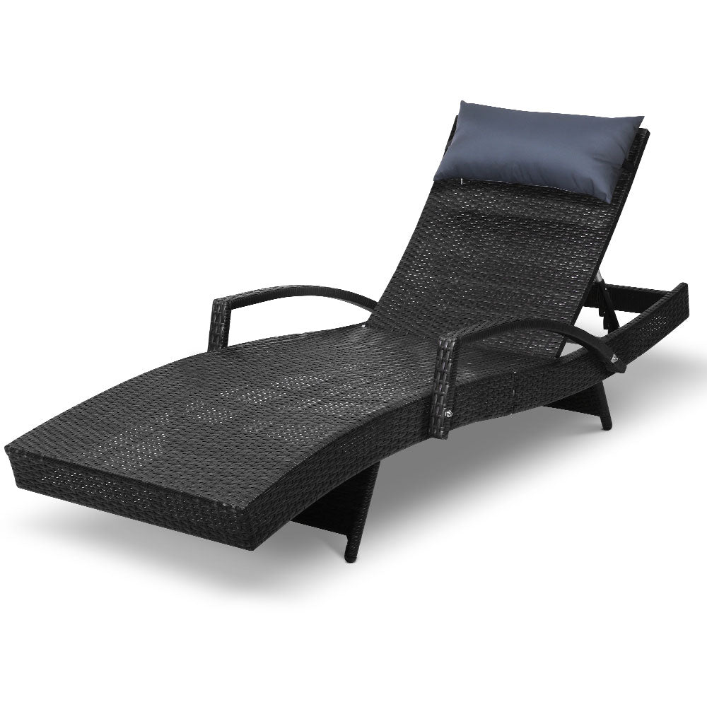 Outdoor Sun Lounge Furniture Day Bed Wicker Pillow Sofa Set - image1