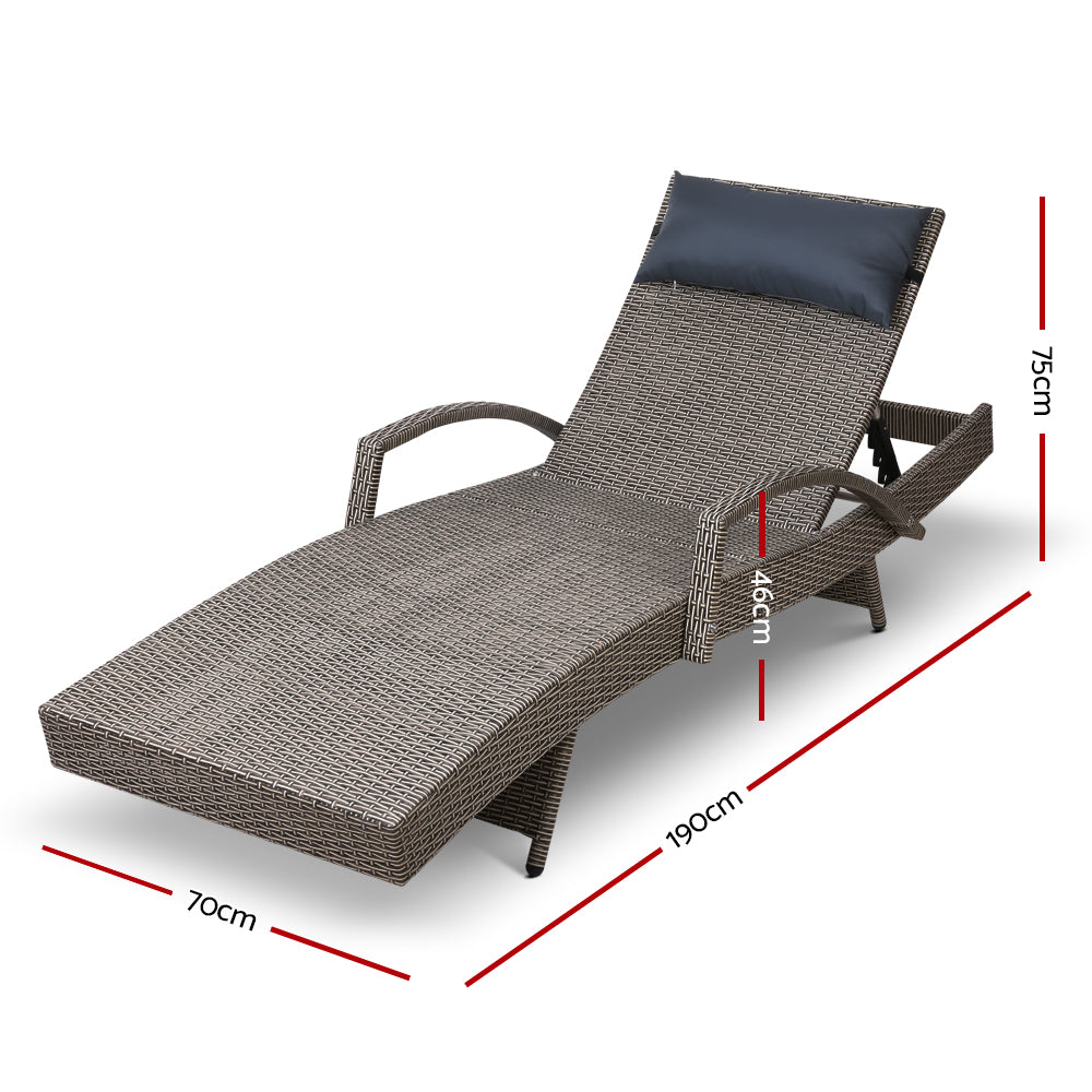 Outdoor Sun Lounge Furniture Day Bed Wicker Pillow Sofa Set - image2