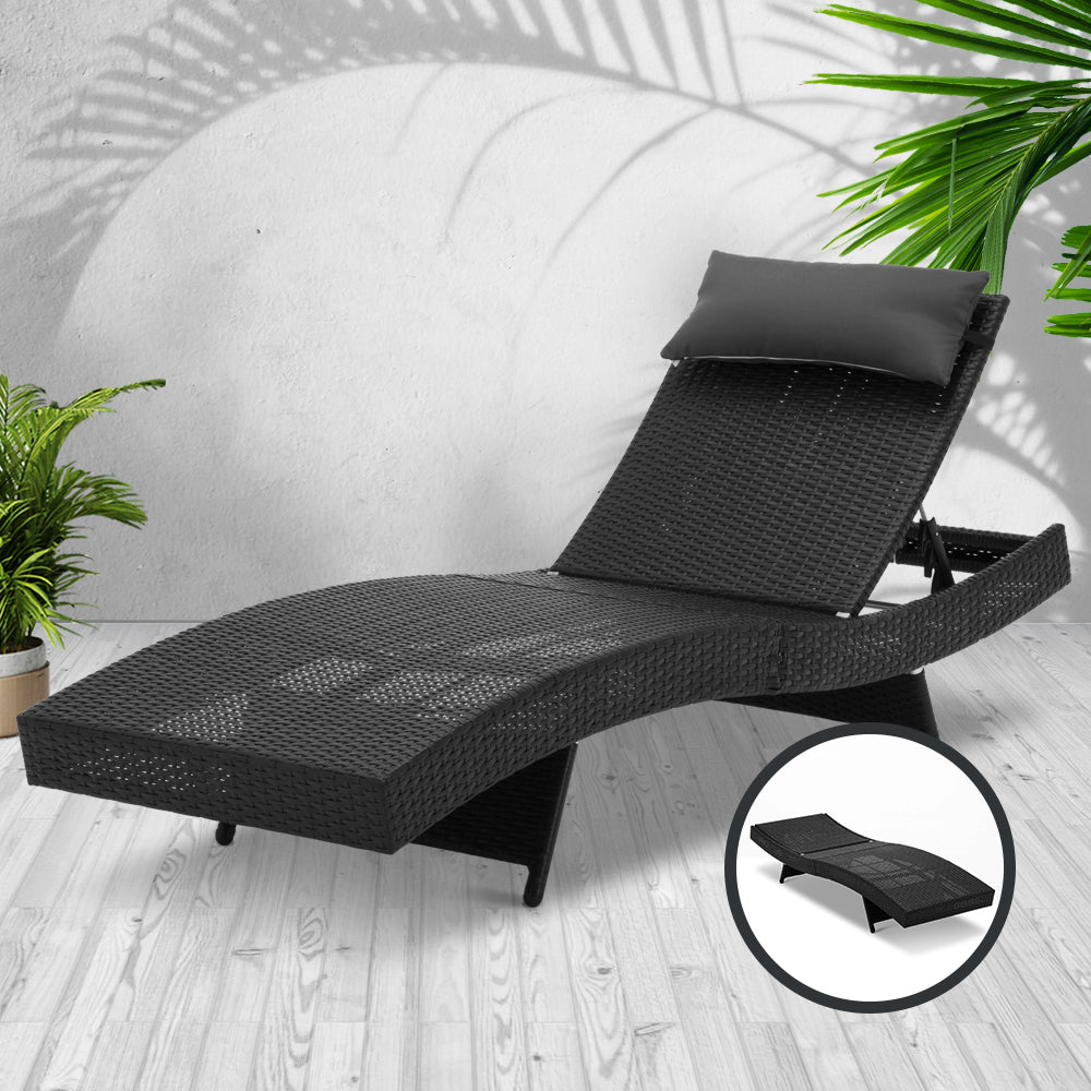 Outdoor Wicker Sun Lounge - Black - image7