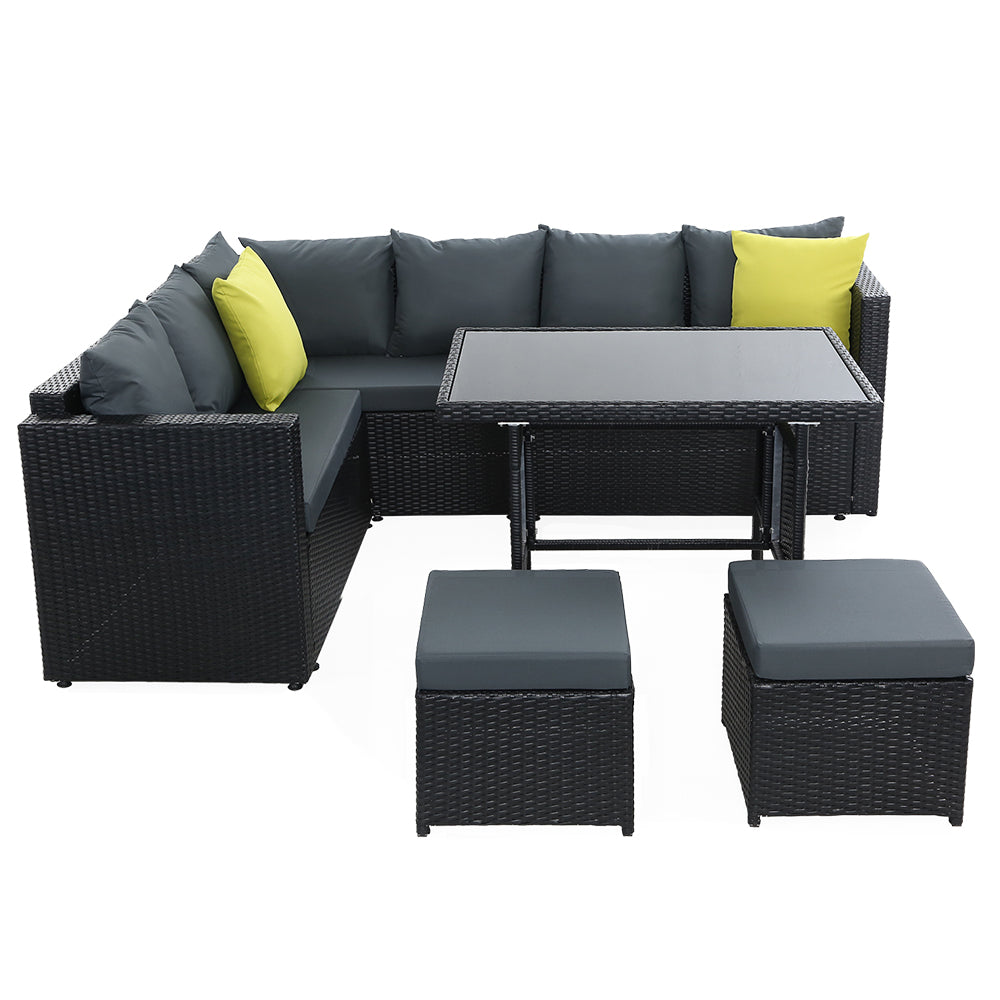 Outdoor Furniture Patio Set Dining Sofa Table Chair Lounge Wicker Garden Black - image3