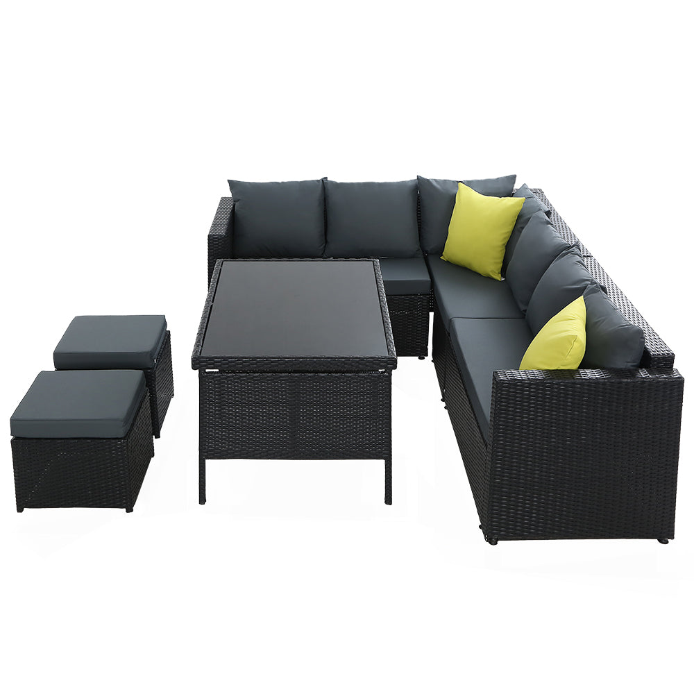 Outdoor Furniture Patio Set Dining Sofa Table Chair Lounge Wicker Garden Black - image4