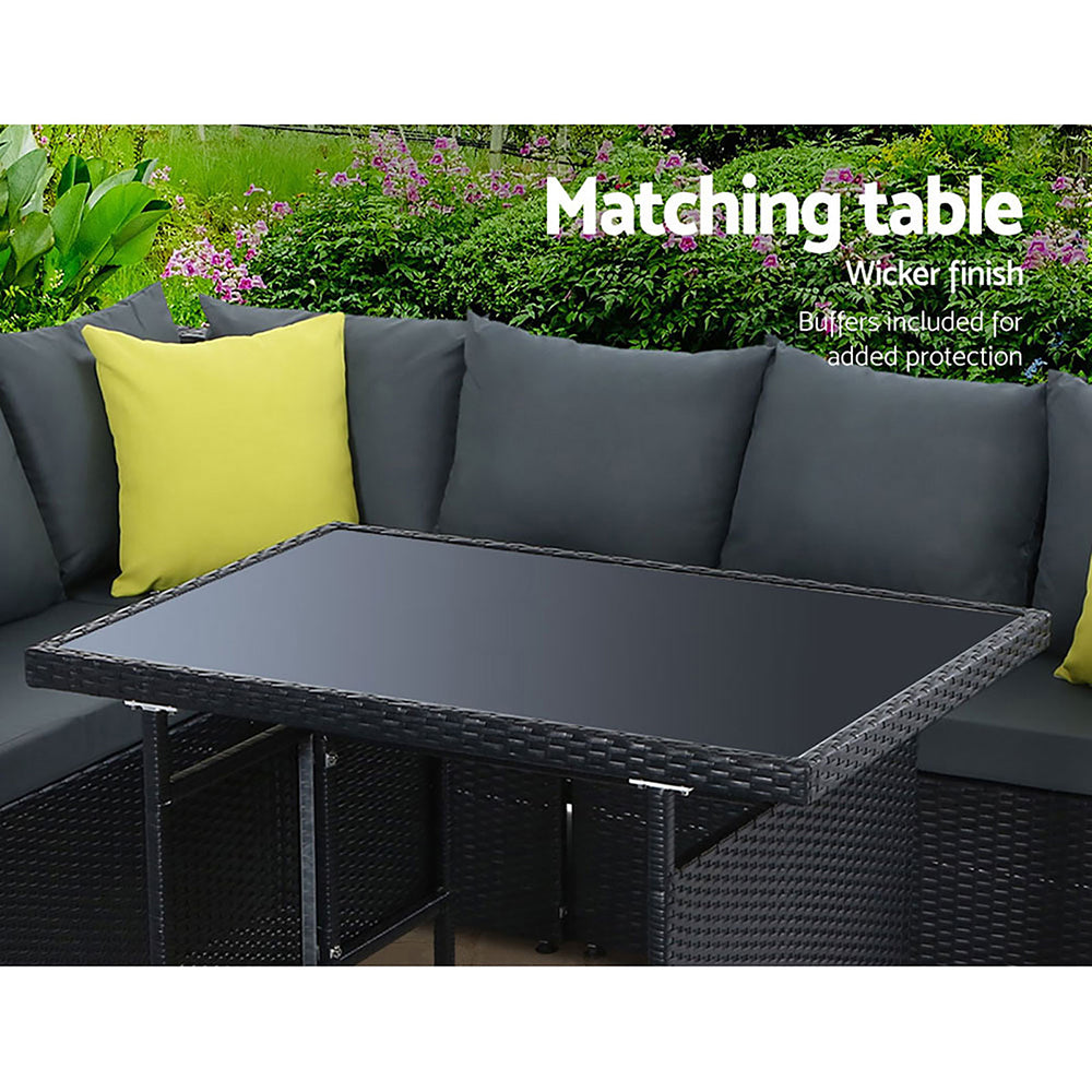 Outdoor Furniture Patio Set Dining Sofa Table Chair Lounge Wicker Garden Black - image6