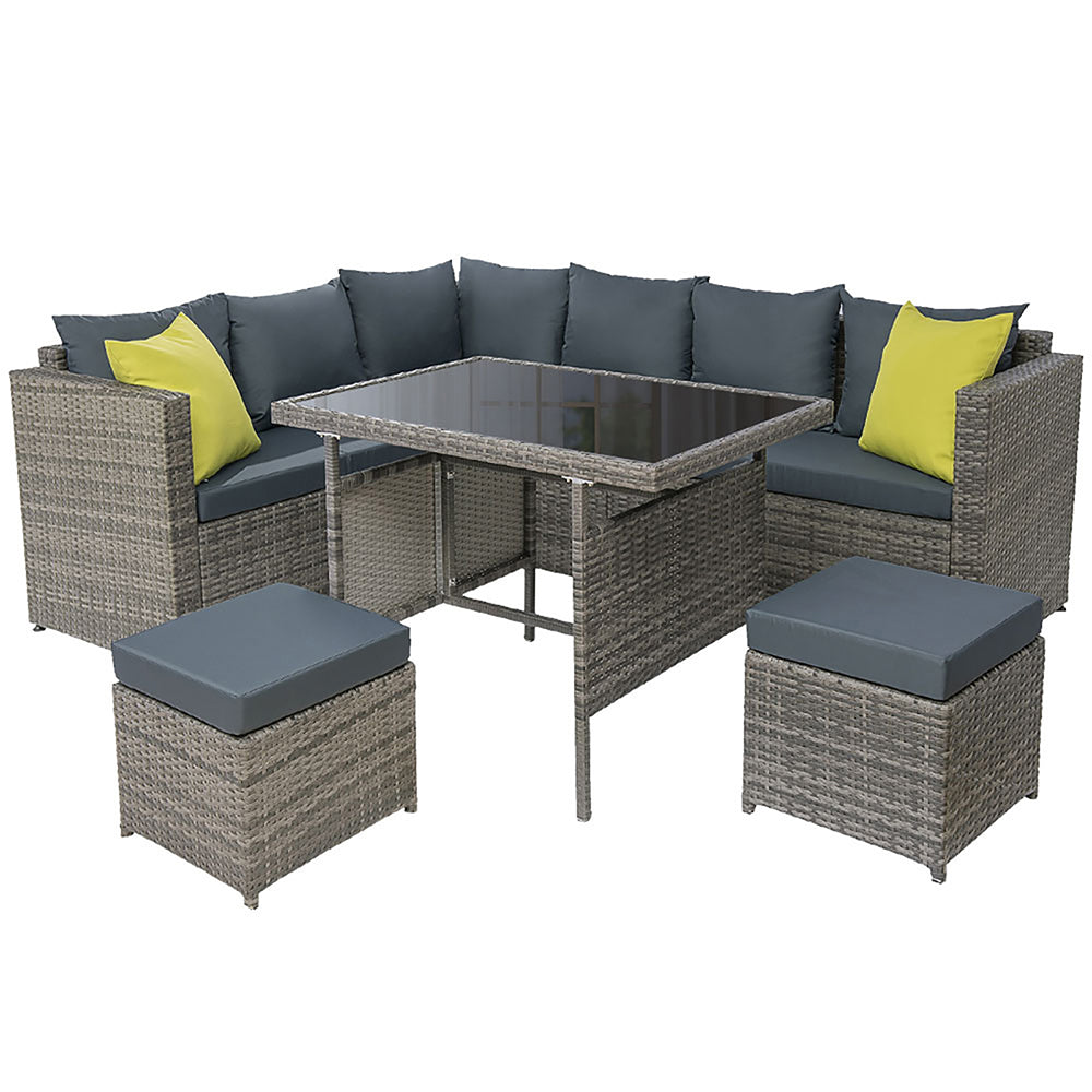 Outdoor Furniture Patio Set Dining Sofa Table Chair Lounge Garden Wicker Grey - image1
