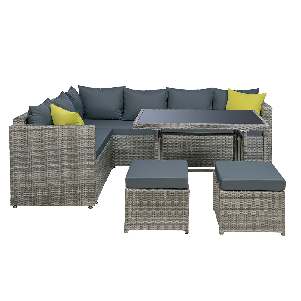 Outdoor Furniture Patio Set Dining Sofa Table Chair Lounge Garden Wicker Grey - image3