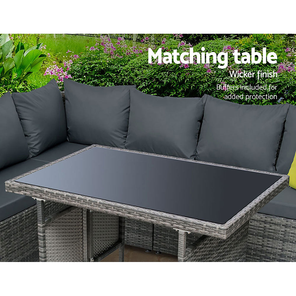Outdoor Furniture Patio Set Dining Sofa Table Chair Lounge Garden Wicker Grey - image5