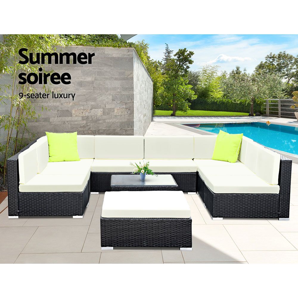 10PC Outdoor Furniture Sofa Set Wicker Garden Patio Lounge - image2