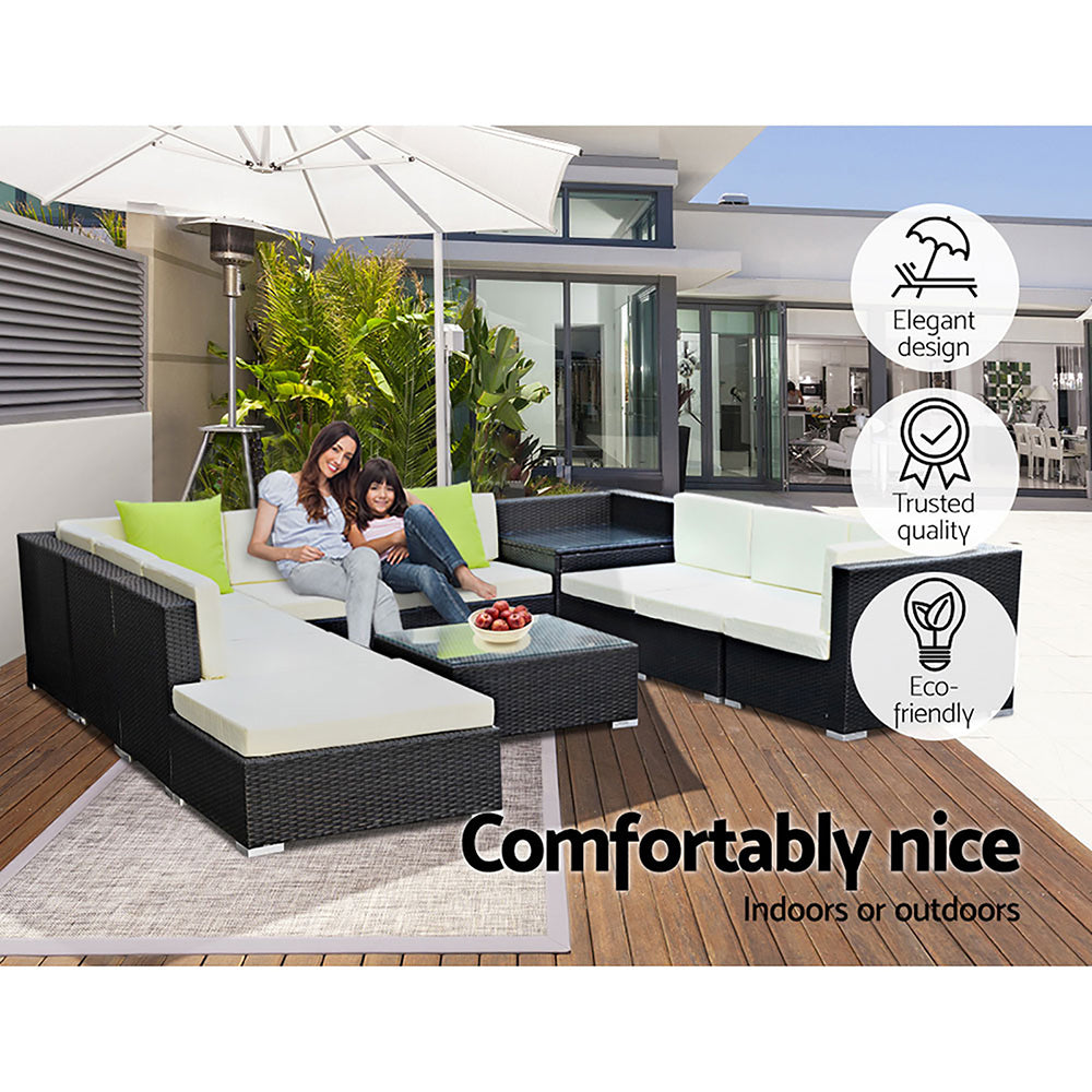 11PC Sofa Set with Storage Cover Outdoor Furniture Wicker - image5