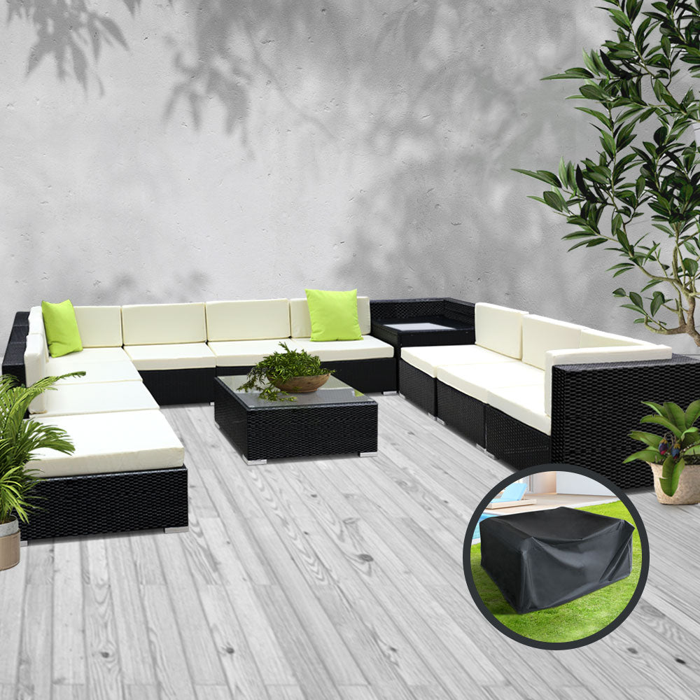 12PC Sofa Set with Storage Cover Outdoor Furniture Wicker - image9