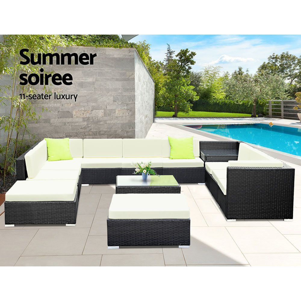 13PC Outdoor Furniture Sofa Set Wicker Garden Patio Lounge - image2