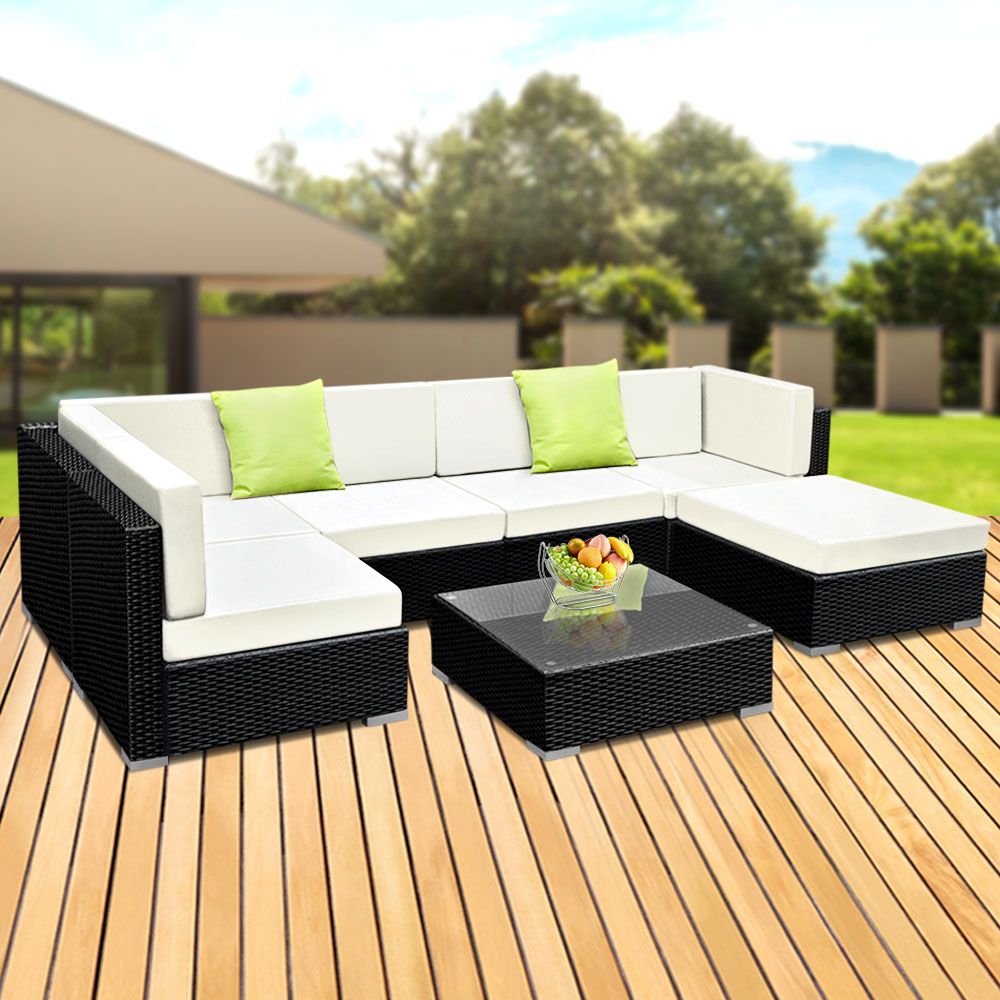 7PC Sofa Set with Storage Cover Outdoor Furniture Wicker - image7