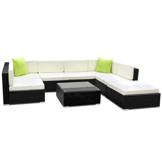8PC Sofa Set with Storage Cover Outdoor Furniture Wicker - image1