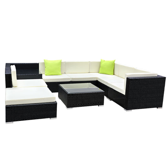 9PC Sofa Set with Storage Cover Outdoor Furniture Wicker - image1