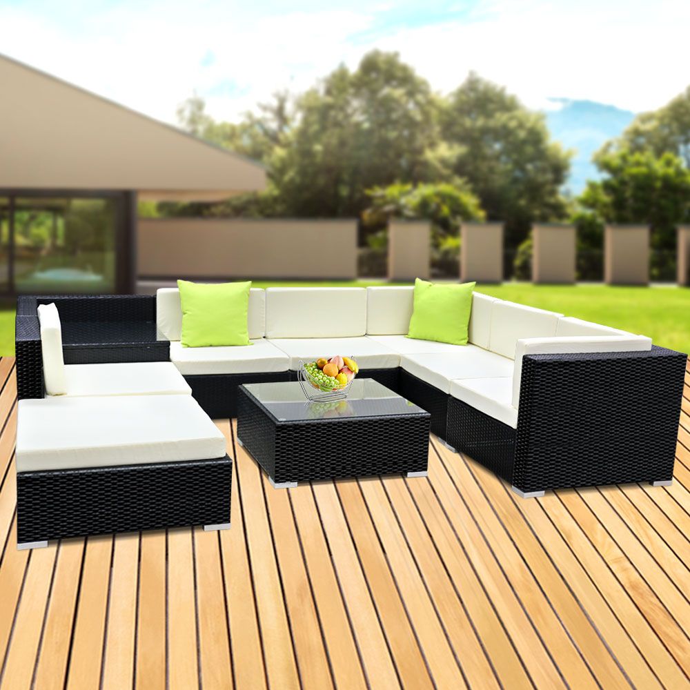 9PC Outdoor Furniture Sofa Set Wicker Garden Patio Pool Lounge - image7