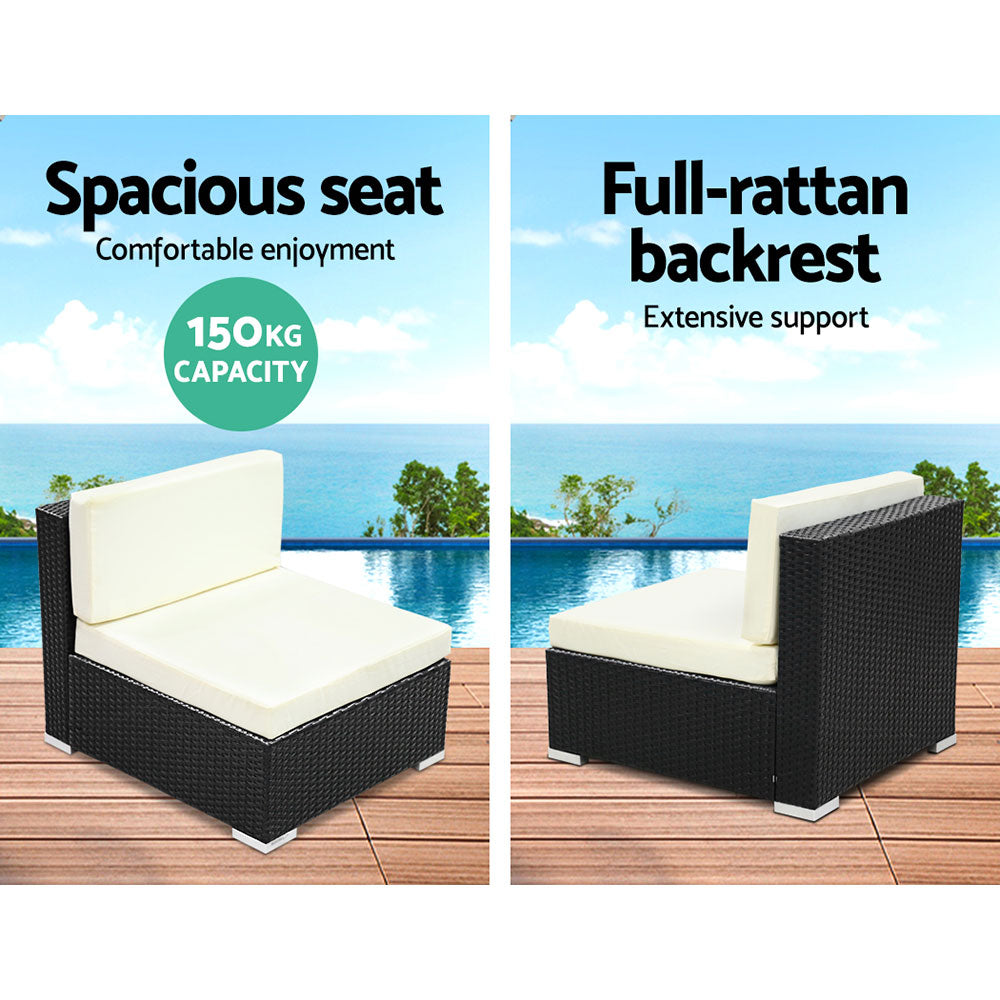 3PC Outdoor Furniture Sofa Set Wicker Rattan Garden Lounge Chair Setting - image5