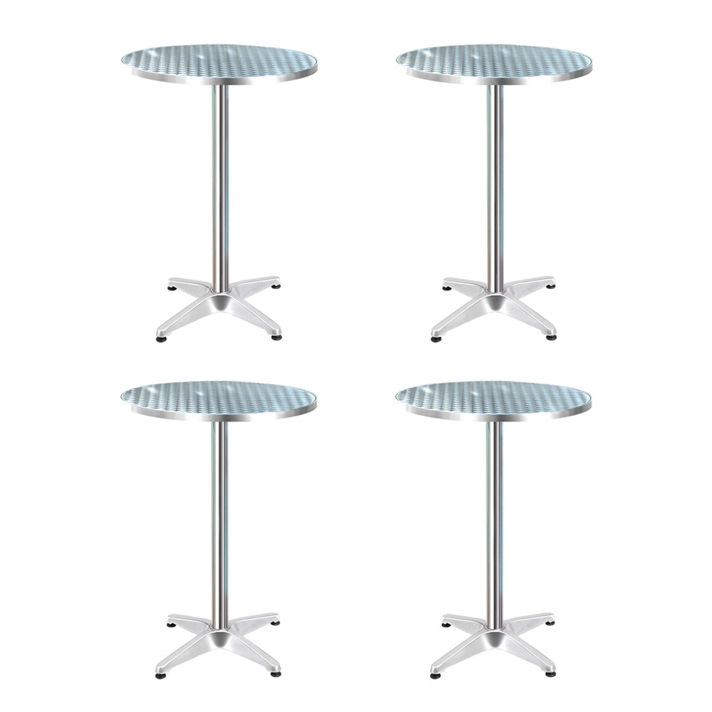 Gardeon 4pcs Outdoor Bar Table Furniture Adjustable Aluminium Cafe Table Round - image1
