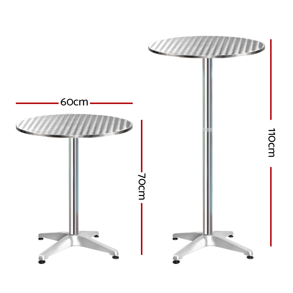 Gardeon 4pcs Outdoor Bar Table Furniture Adjustable Aluminium Cafe Table Round - image2