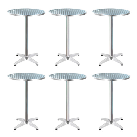 Gardeon 6pcs Outdoor Bar Table Furniture Adjustable Aluminium Cafe Table Round - image1