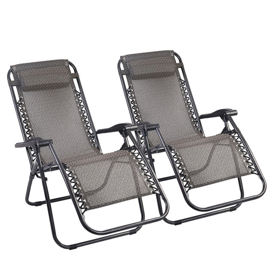 Gardeon Zero Gravity Chair 2PC Reclining Outdoor Sun Lounge Folding Camping - image1