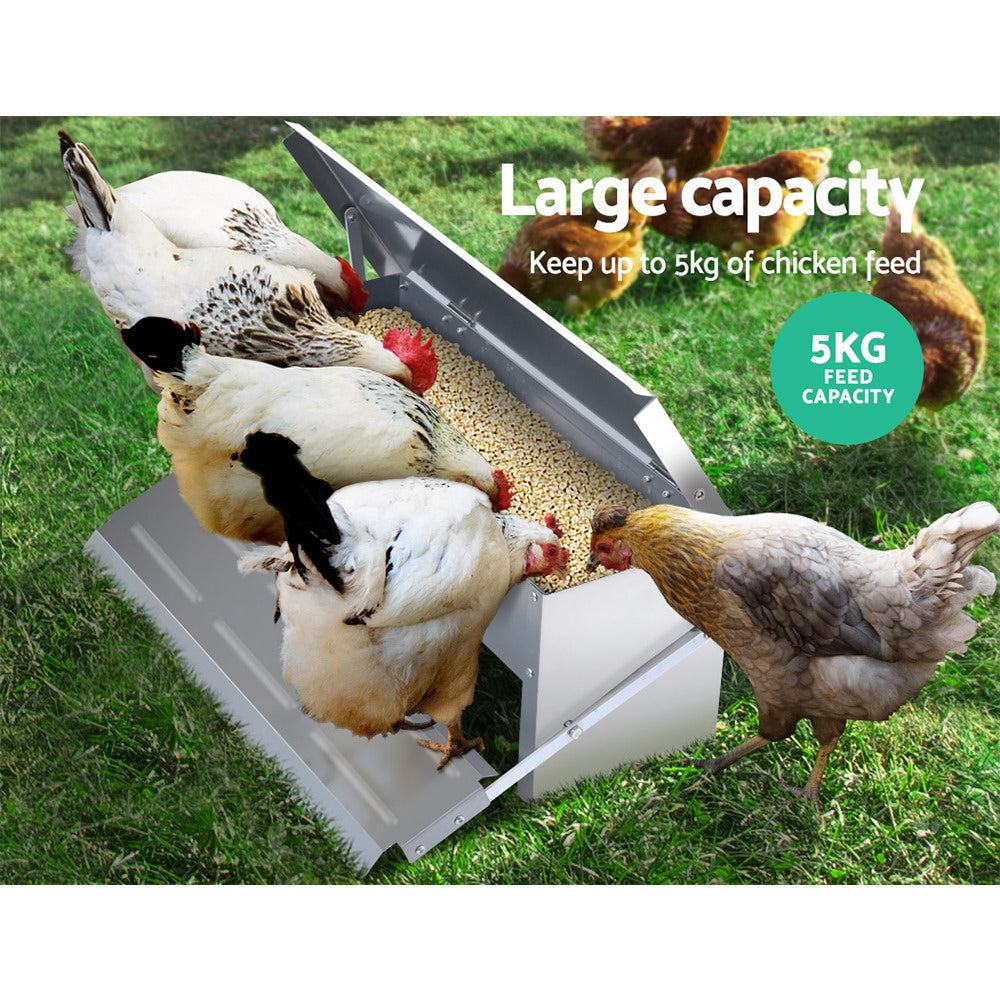 Auto Chicken Feeder Automatic Chook Poultry Treadle Self Opening Coop - image6