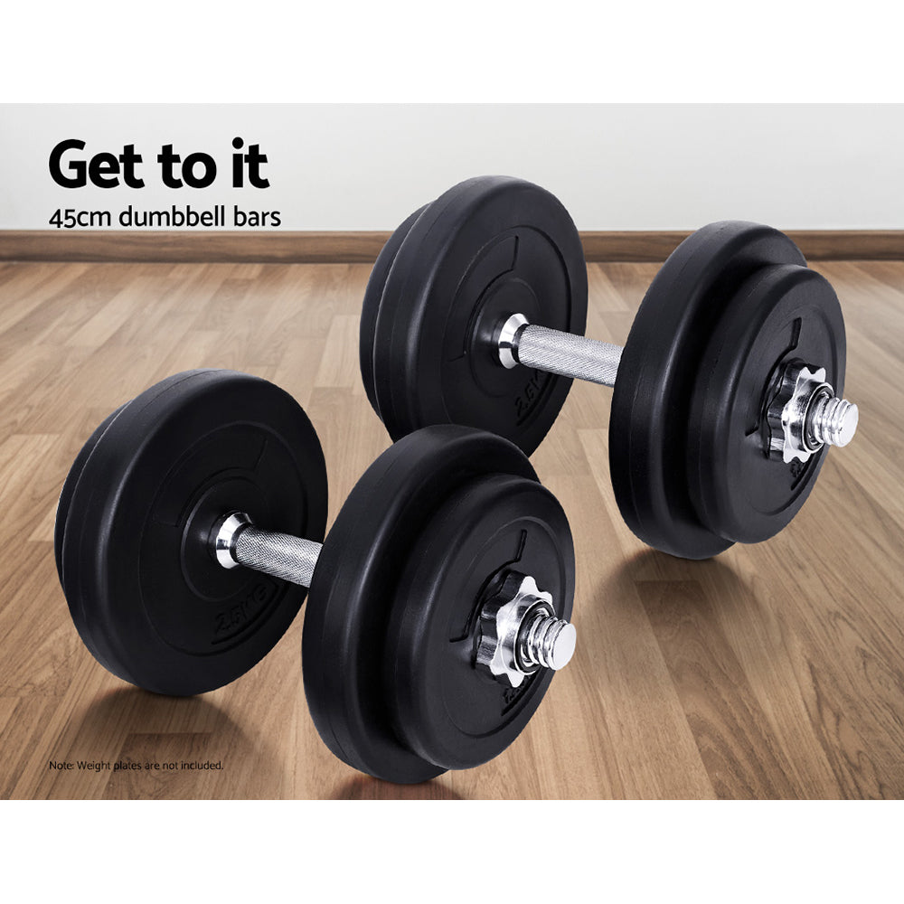 45cm Dumbbell Bar Solid Steel Pair Gym Home Exercise Fitness 150KG Capacity - image5