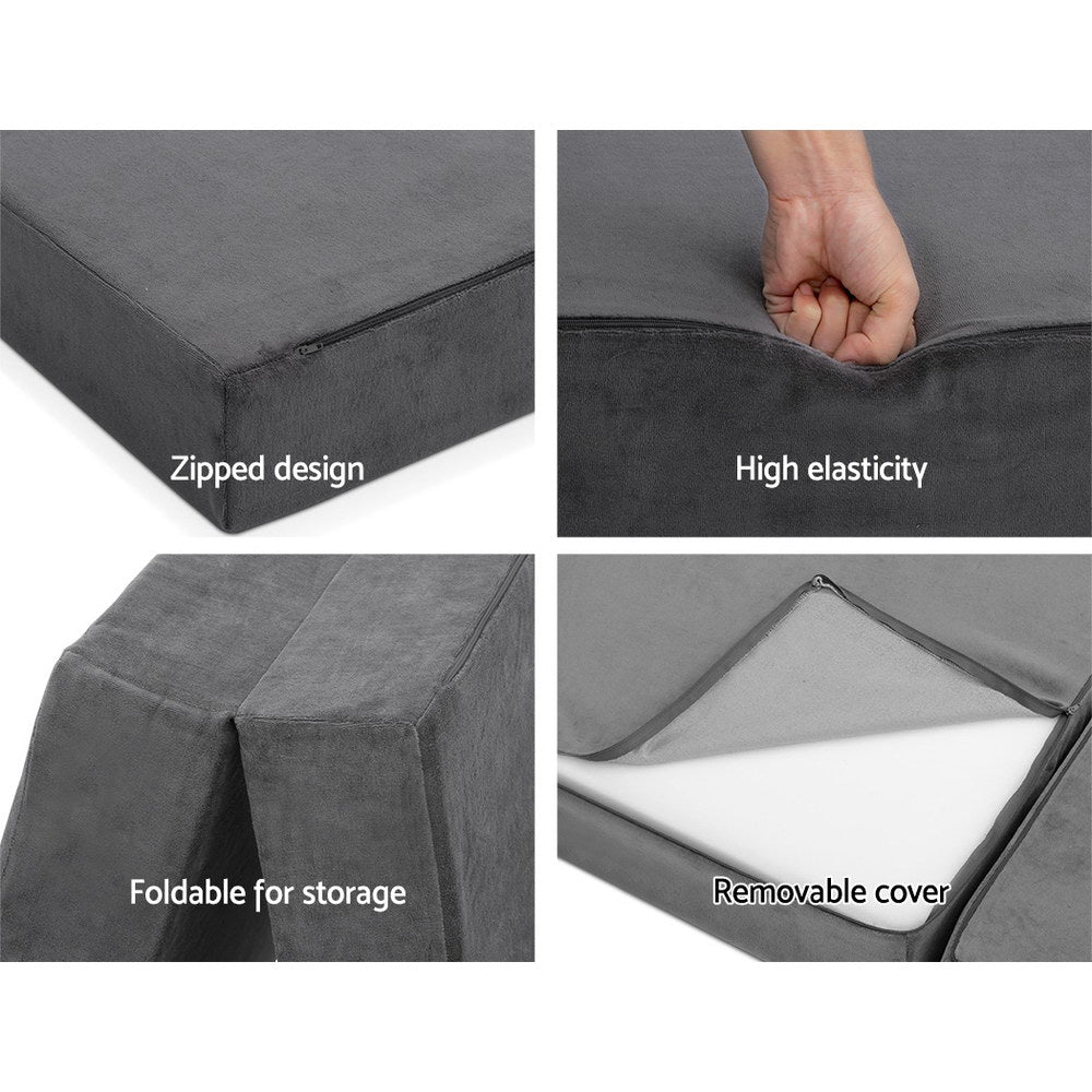 Bedding Double Size Folding Foam Mattress Portable Bed Mat Velvet Dark Grey - image6