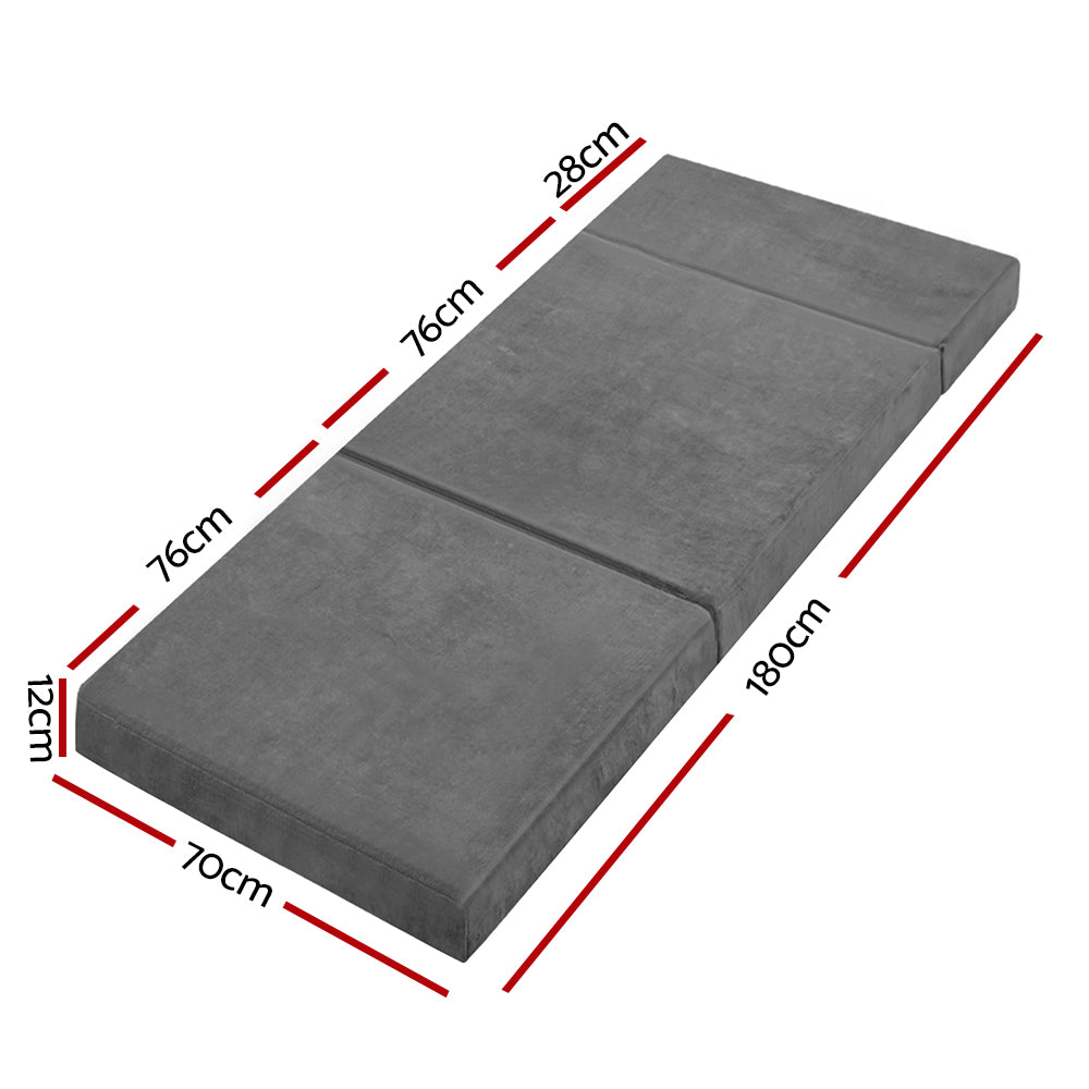 Bedding Folding Foam Portable Mattress Grey - image2