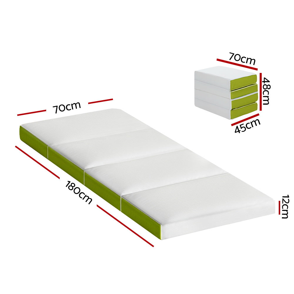 Giselle Bedding Foldable Mattress 4-FOLD Folding Bed Mat Camping Single Green - image2