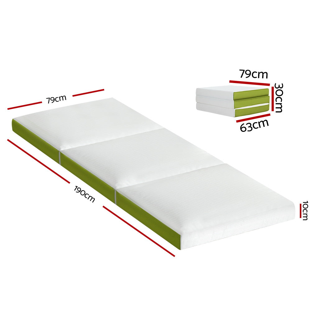 Giselle Bedding Foldable Mattress Folding Bed Mat Camping Trifold Single Green - image2