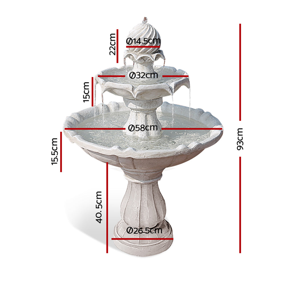 3 Tier Solar Powered Water Fountain - Ivory - image2