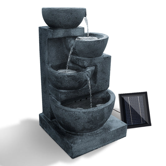 4 Tier Solar Powered Water Fountain with Light - Blue - image1