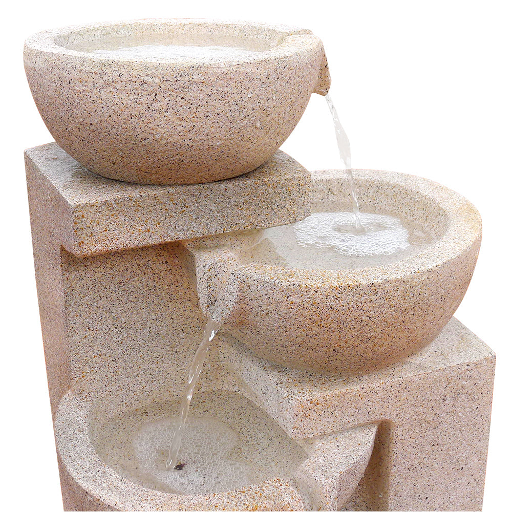 4 Tier Solar Powered Water Fountain with Light - Sand Beige - image3