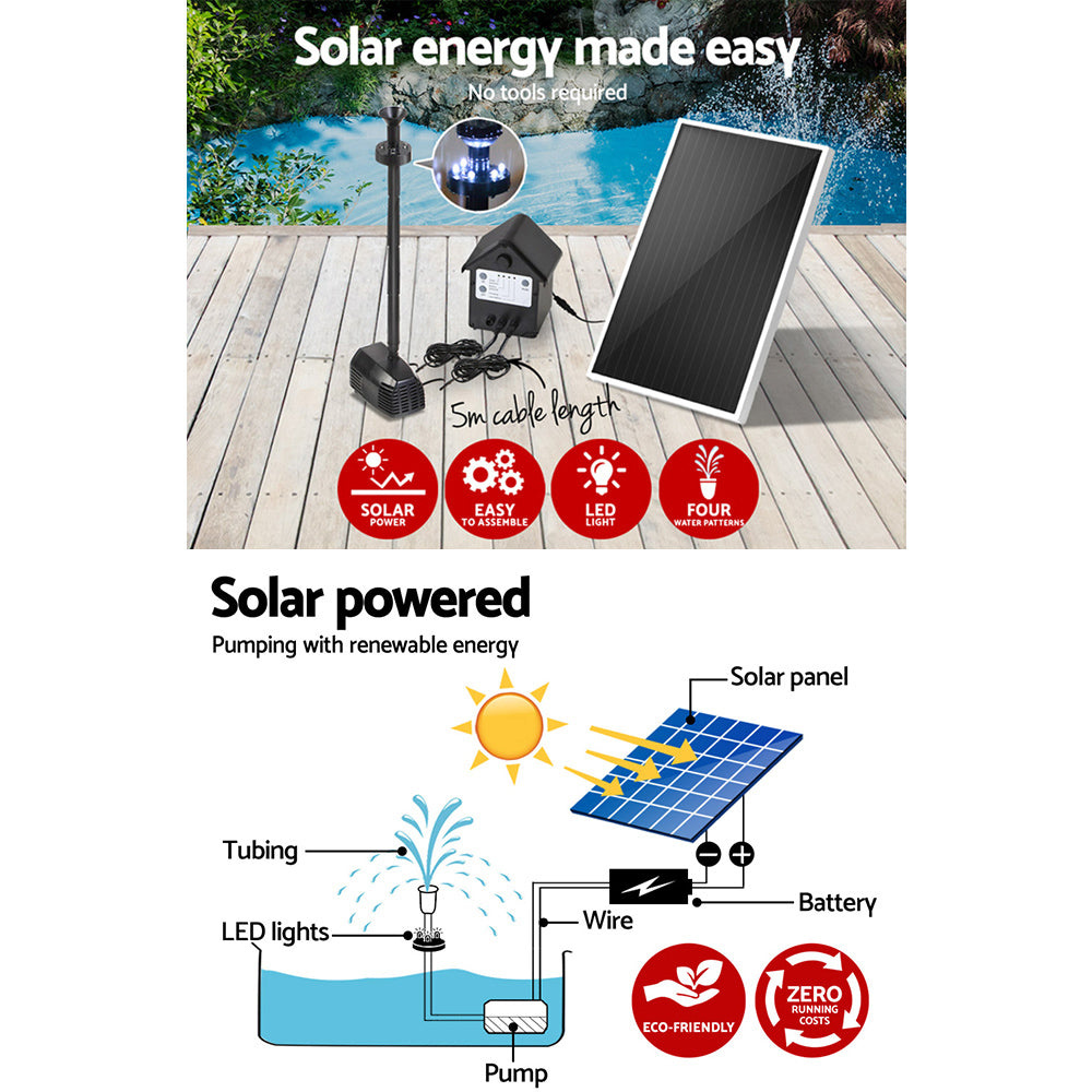 30W LED Lights Solar Fountain with Battery Outdoor Fountains Submersible Water Pump - image4