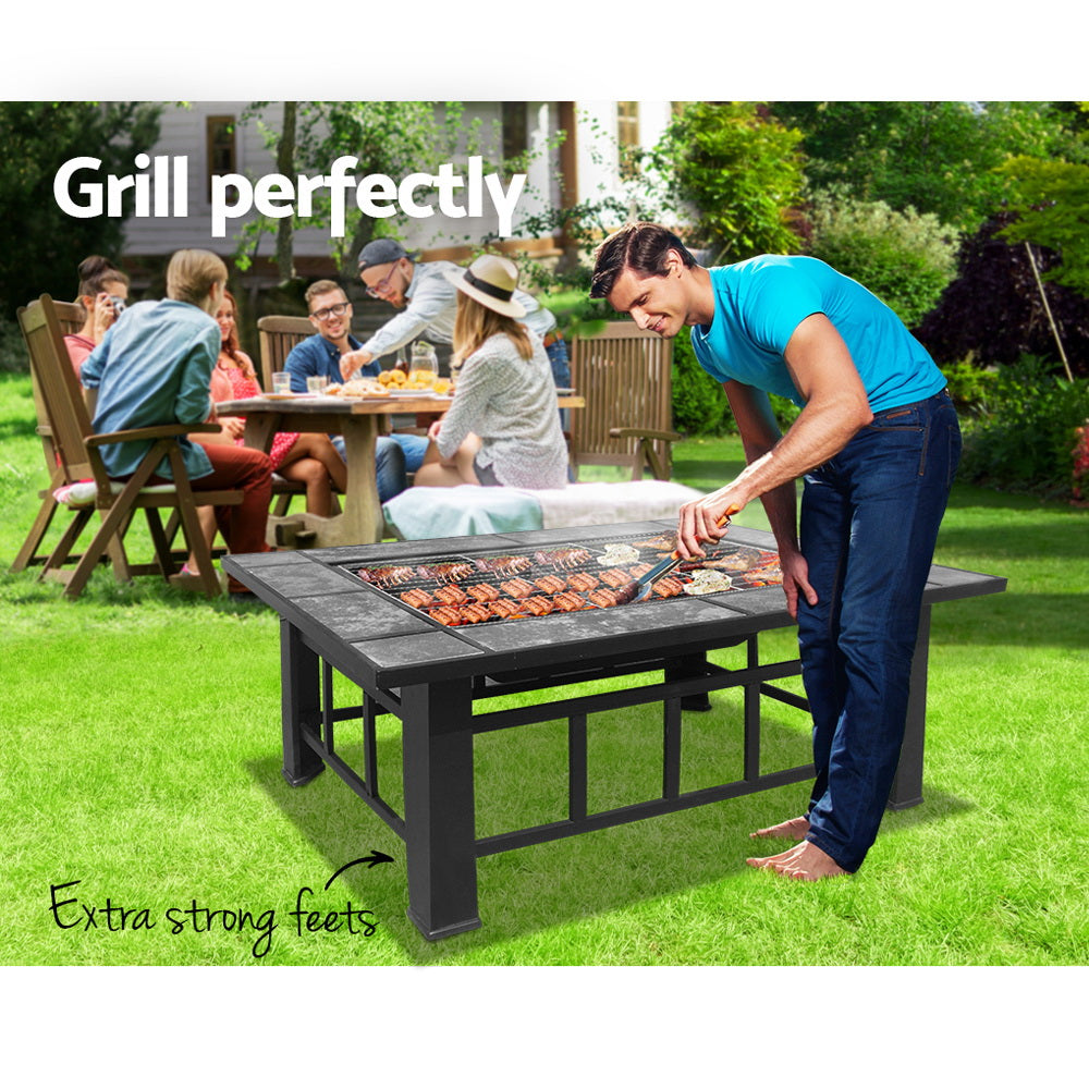 Fire Pit BBQ Grill Stove Table Ice Pits Patio Fireplace Heater 3 IN 1 - image5