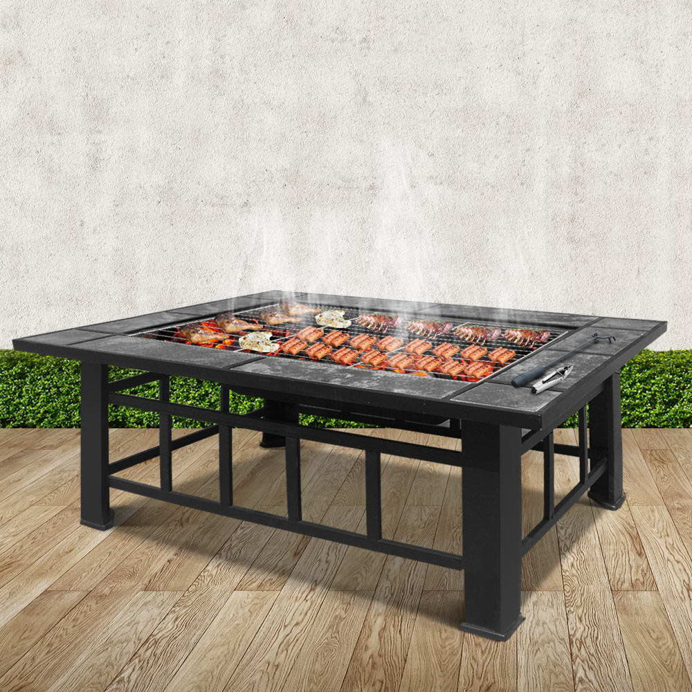 Fire Pit BBQ Grill Stove Table Ice Pits Patio Fireplace Heater 3 IN 1 - image7