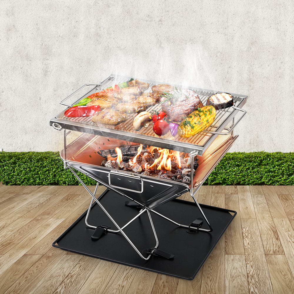 Grillz Camping Fire Pit BBQ Portable Folding Stainless Steel Stove Outdoor Pits - image7