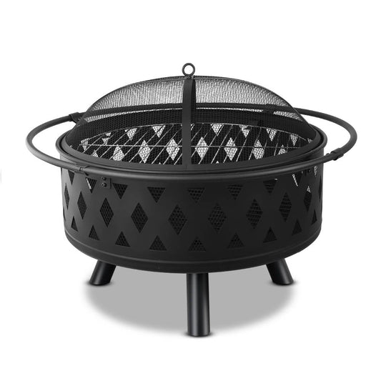 Fire Pit BBQ Charcoal Grill Ring Portable Outdoor Kitchen Fireplace 32" - image1