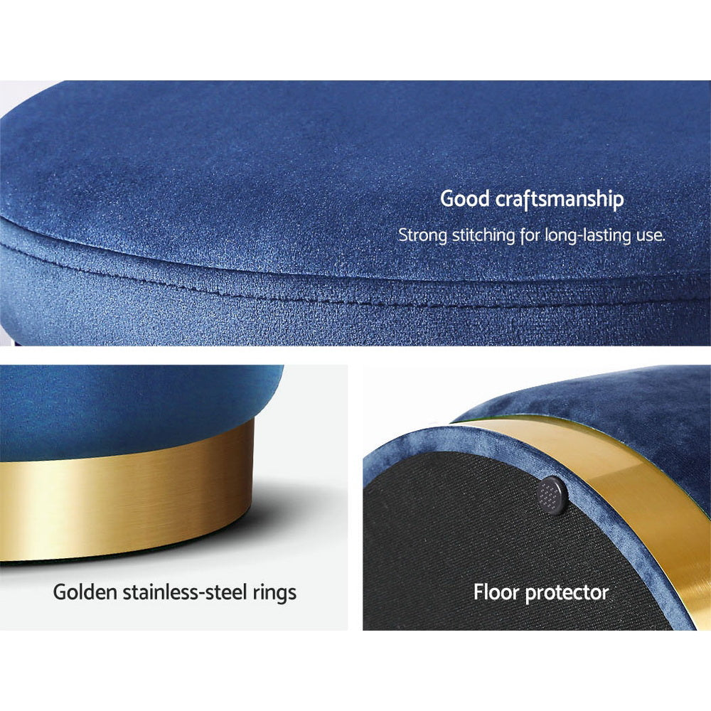 Foot Stool Round Velvet Ottoman Foot Rest Pouffe Pouf Padded Seat Footstool Navy - image5