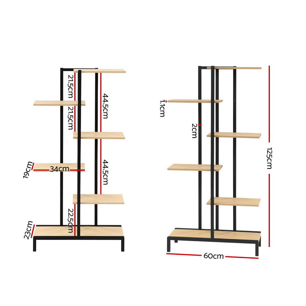 6-tier Indoor Outdoor Metal Wood Plant Stand Garden Shelf Garden Display - image2