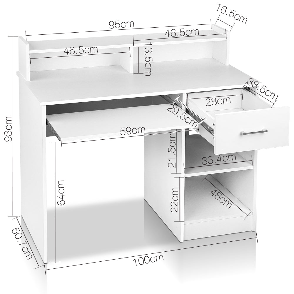 Office Computer Desk with Storage - White - image2